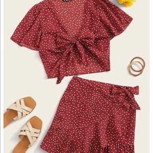 red polka dot set